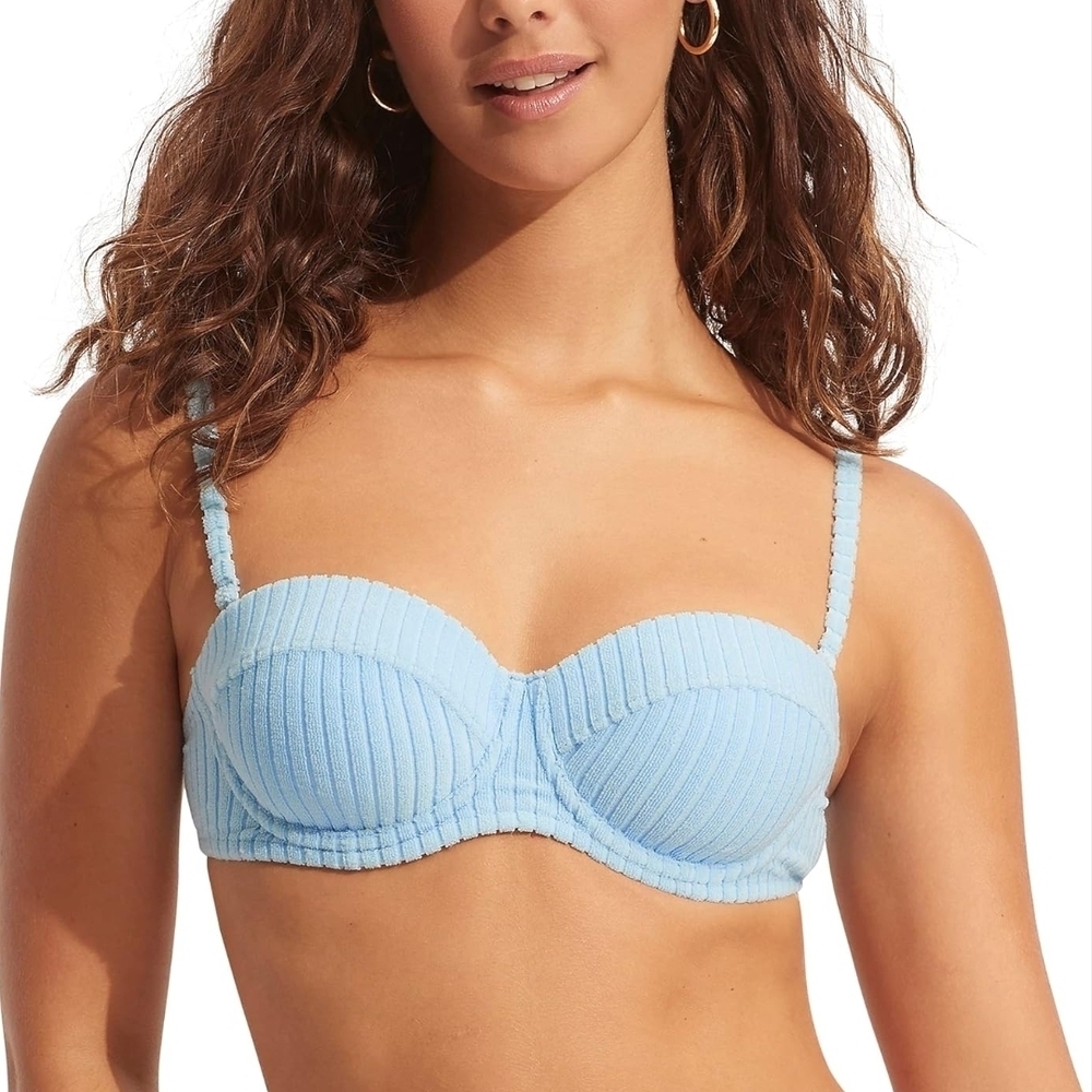 Seafolly Women's Underwire Bustier Bralette Bikini Top Swimsuit Size 14DD